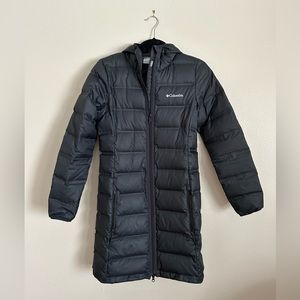 Columbia Lake 22 Black Long Hooded Down Jacket - Women's